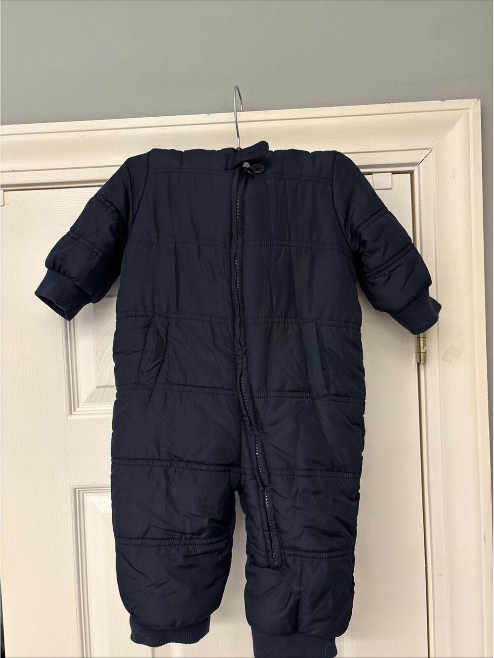 CHILDRENS PLACE Baby Boys SNOWSUIT Navy Blue Size 12 W Hood With Ears Fleece